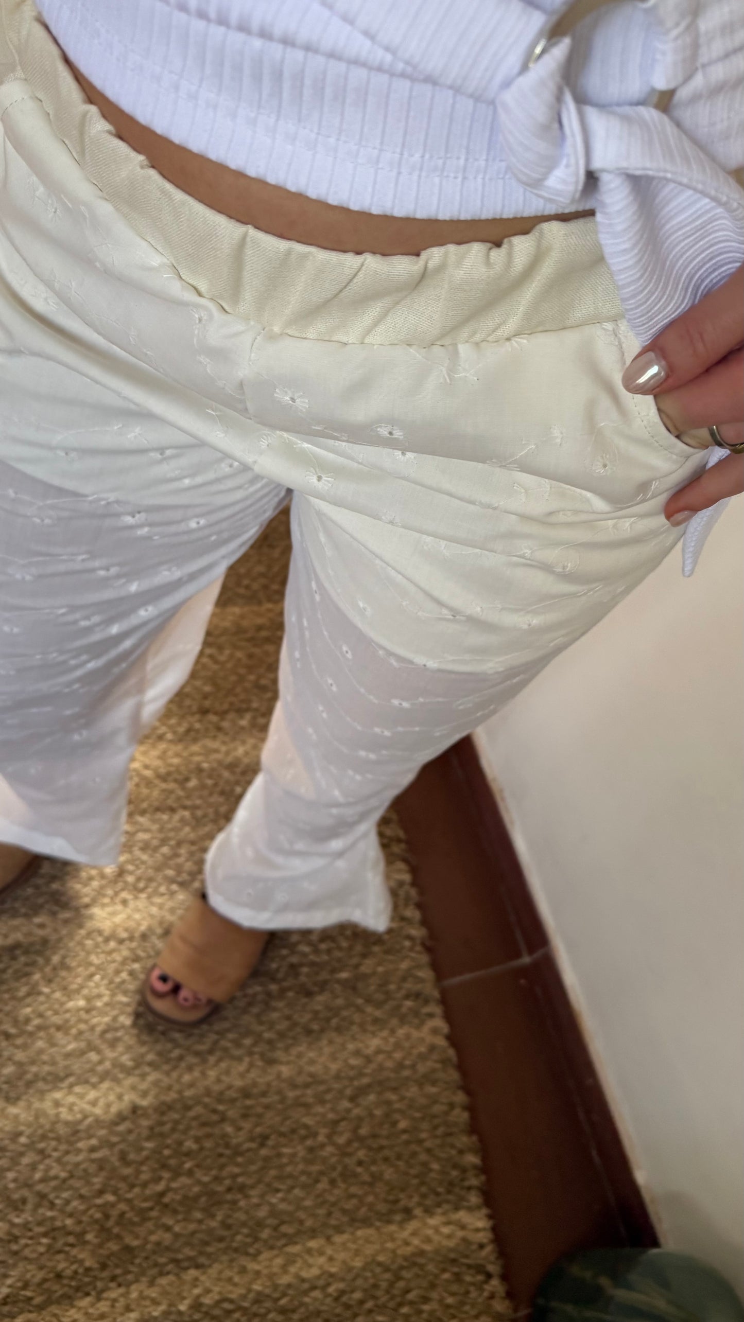 pant broderie blanco