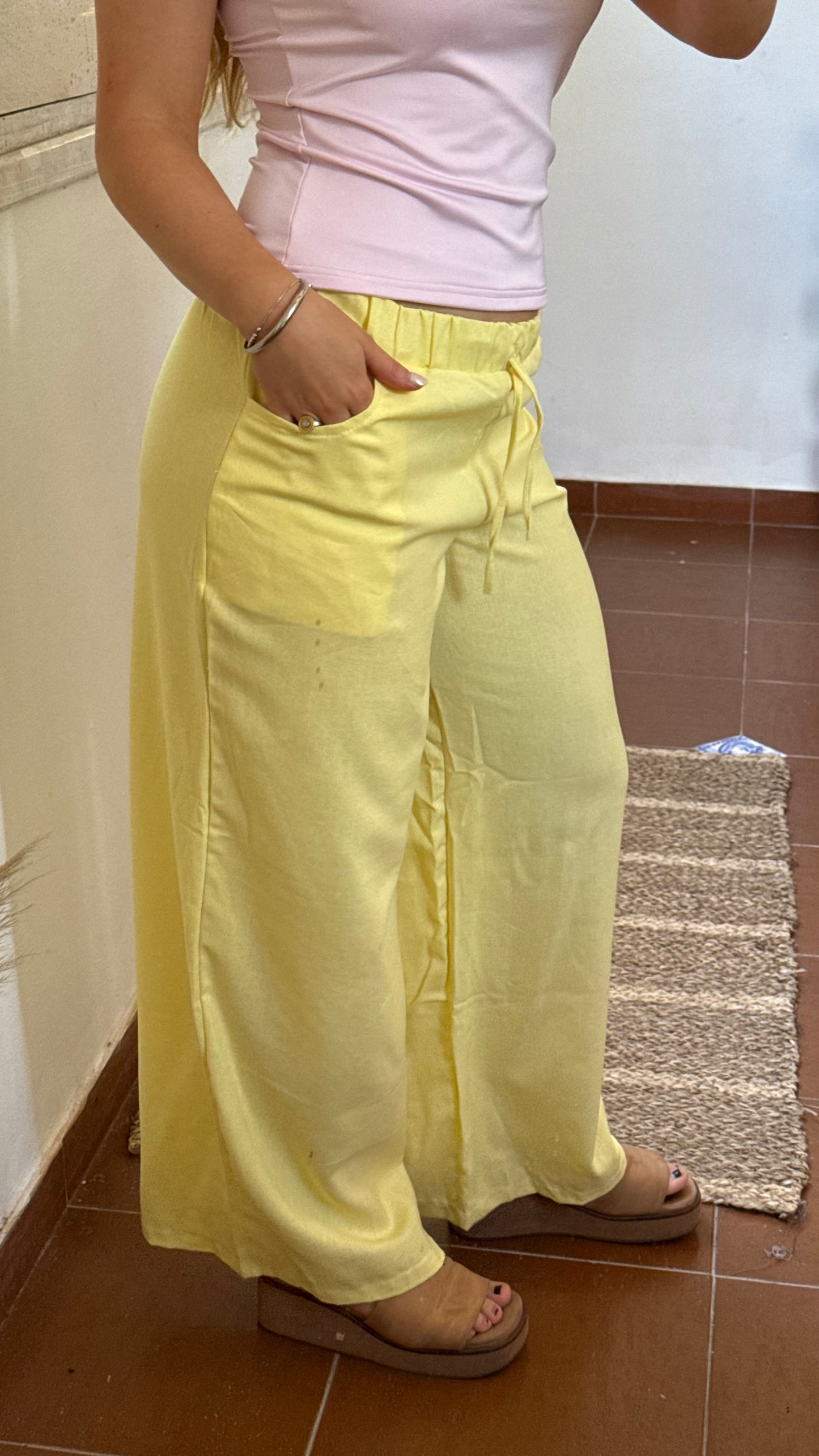 pant lino amarillo