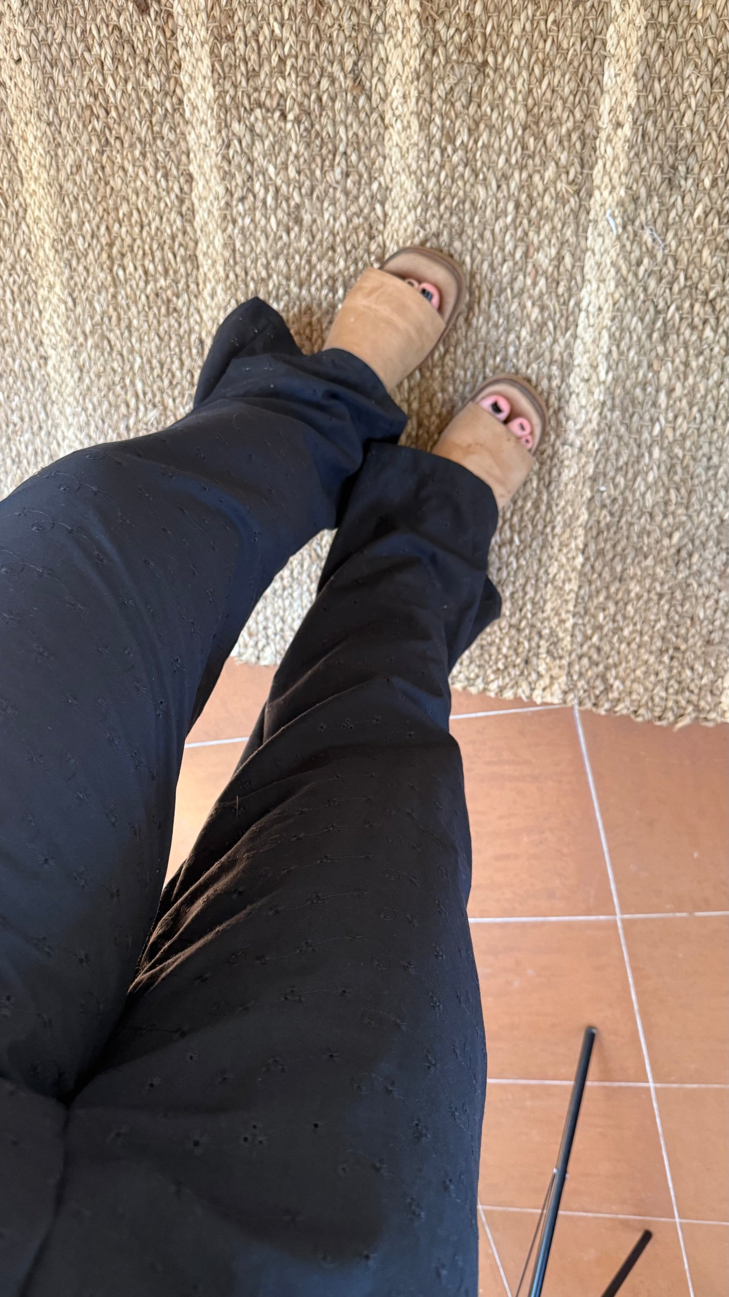 pant broderie negro