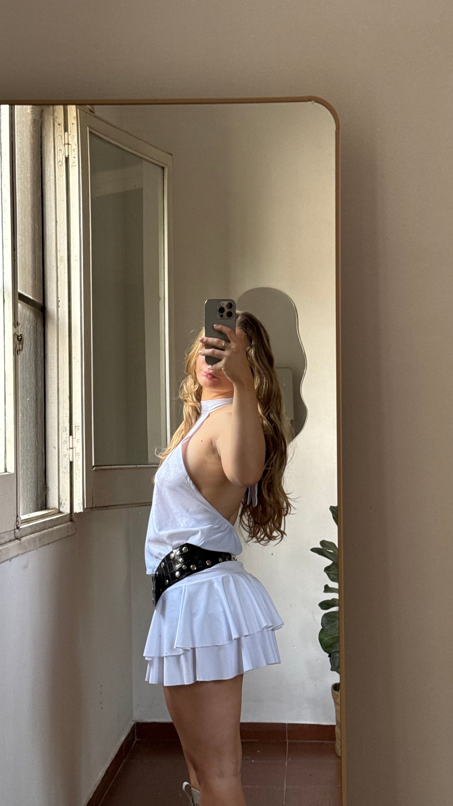 pollera ondas blanco