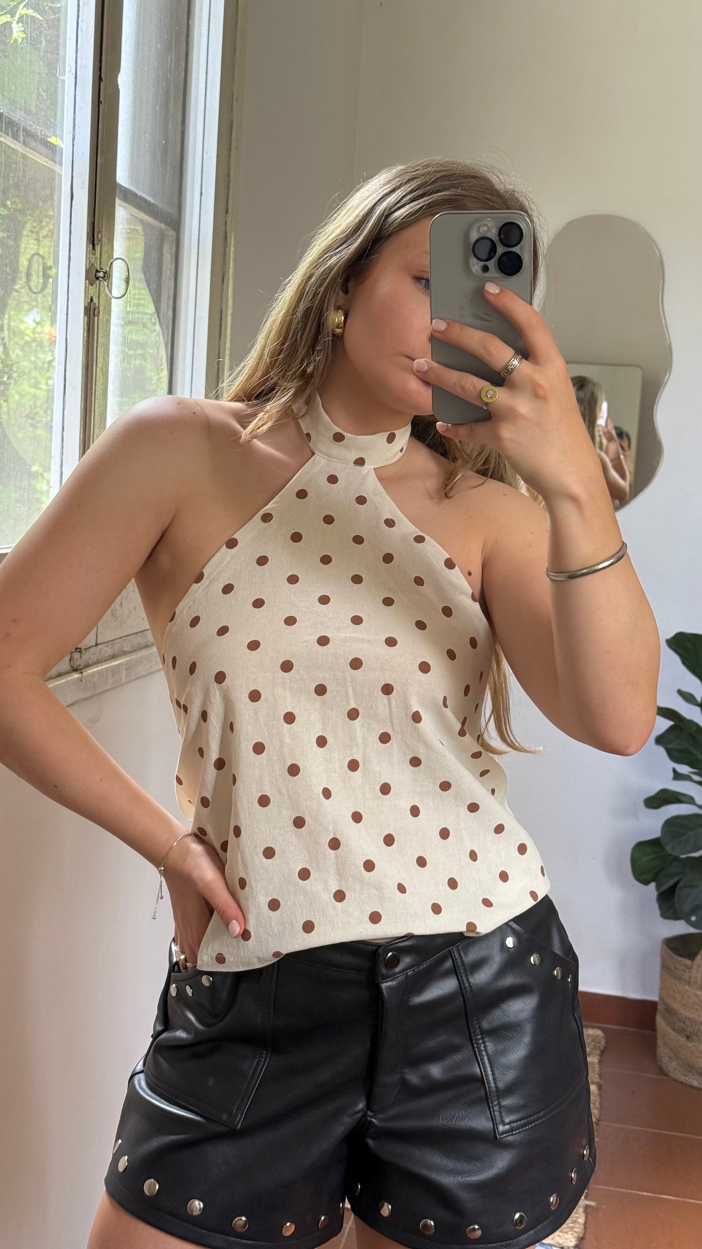 top fancy lunares rosa