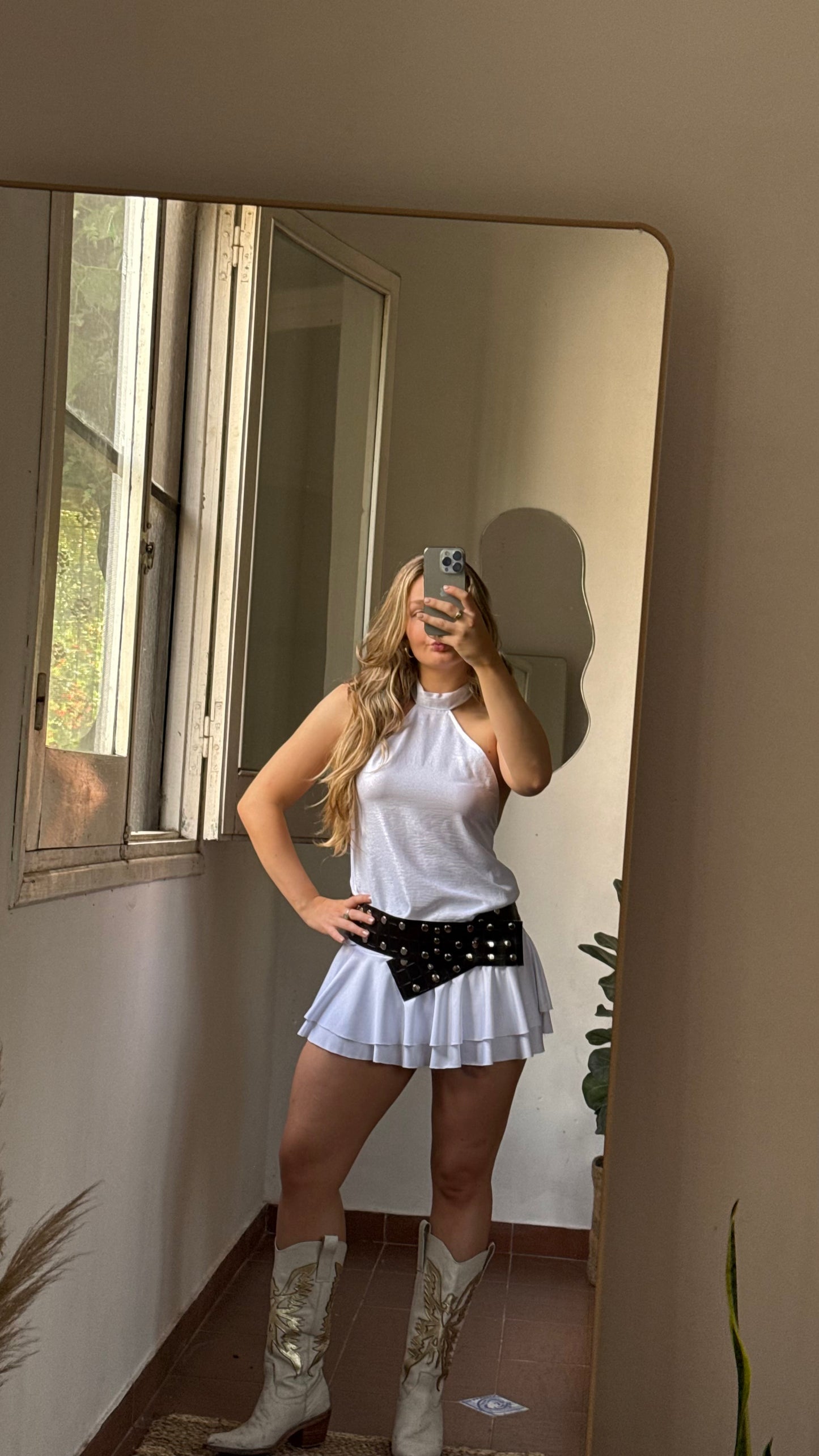 pollera ondas blanco