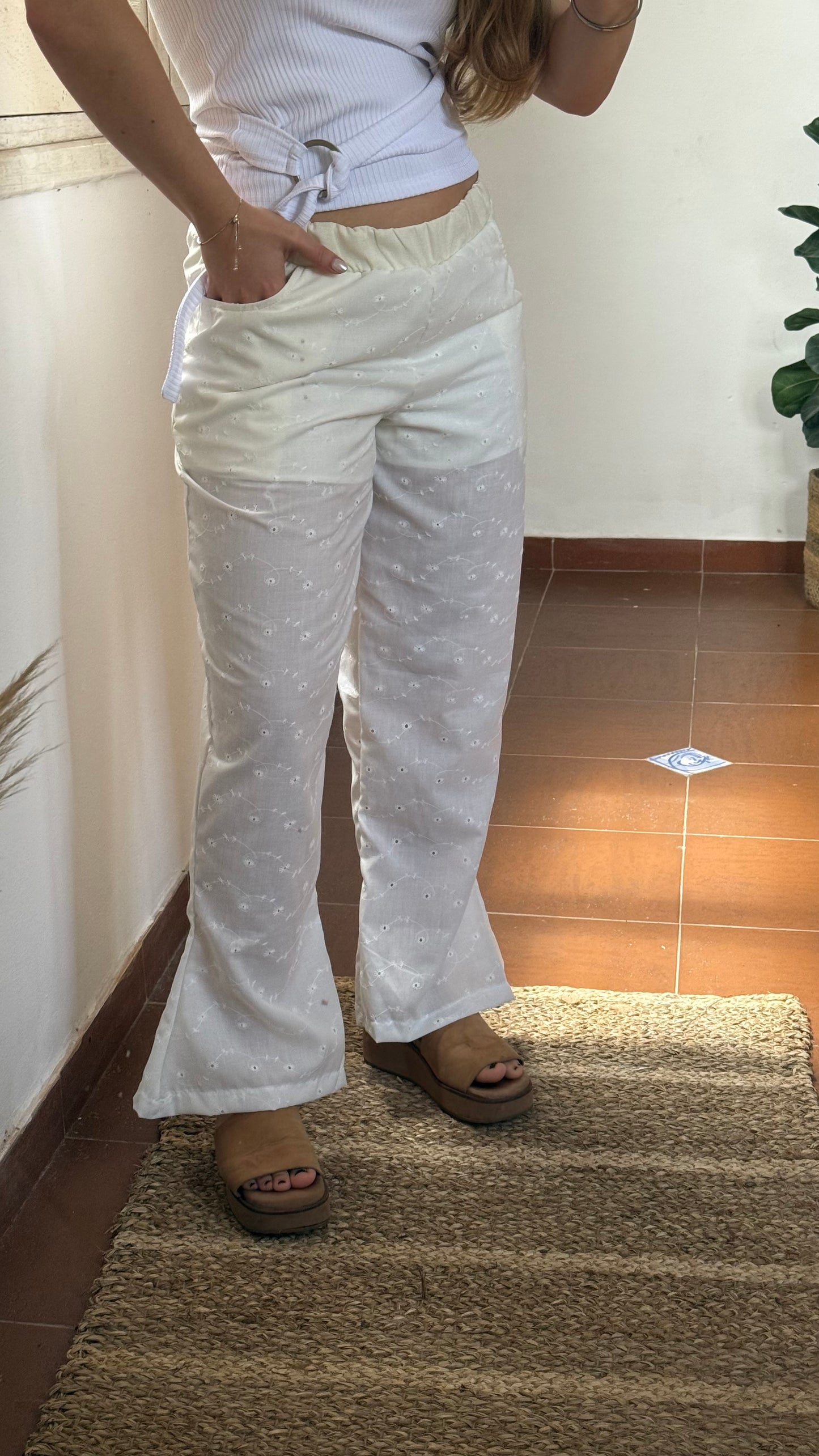 pant broderie blanco